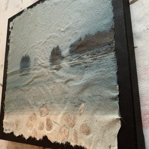 painred landscape on handmade paper